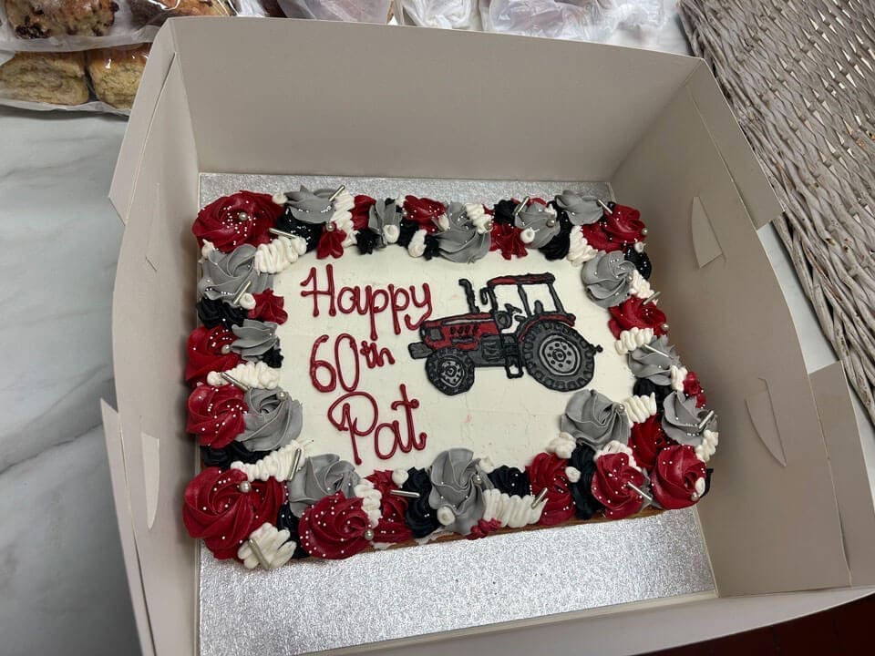 Sheet cake with tractor design buttercream icing birthday celebration Doreens Bakery Athboy Meath